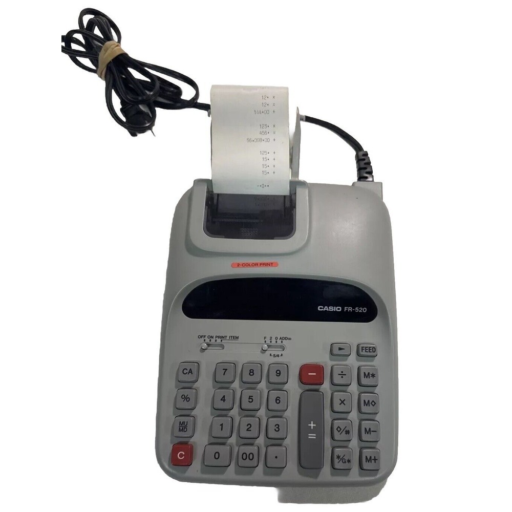 Casio FR-520 Printing Calculator Desktop 12 Digit‎ Large Display Tested Works